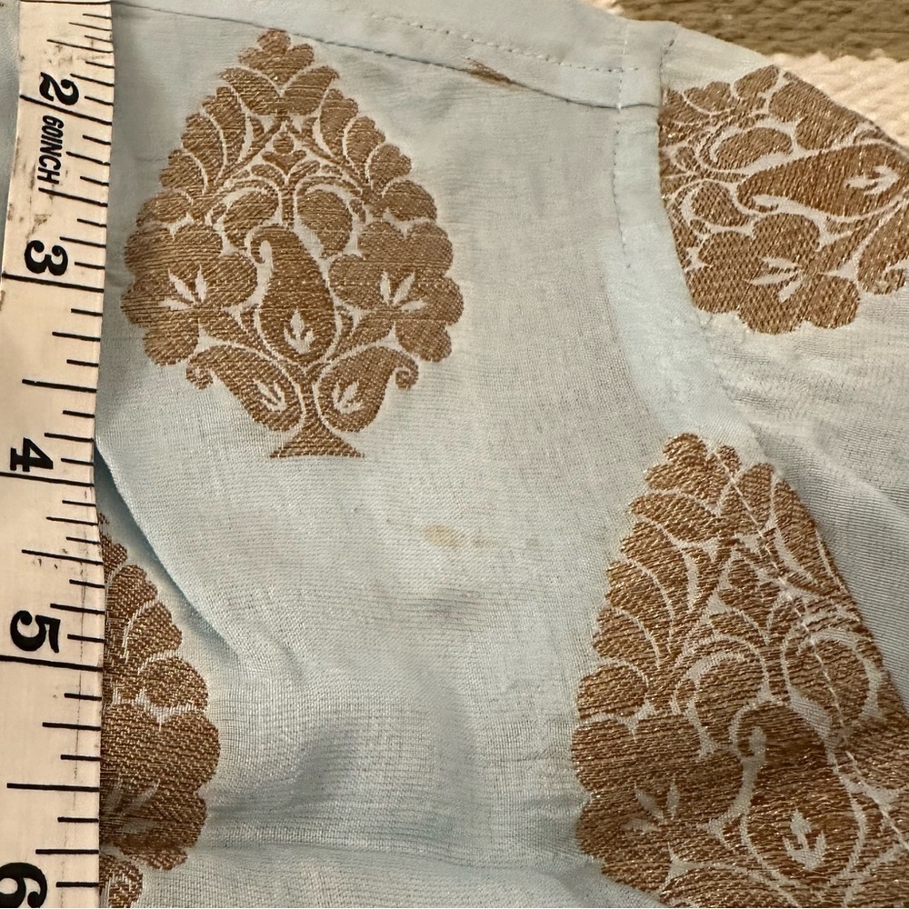 Bella Tu popover tunic Blue gold Small classy contemporary casual artsy - Picture 11 of 13